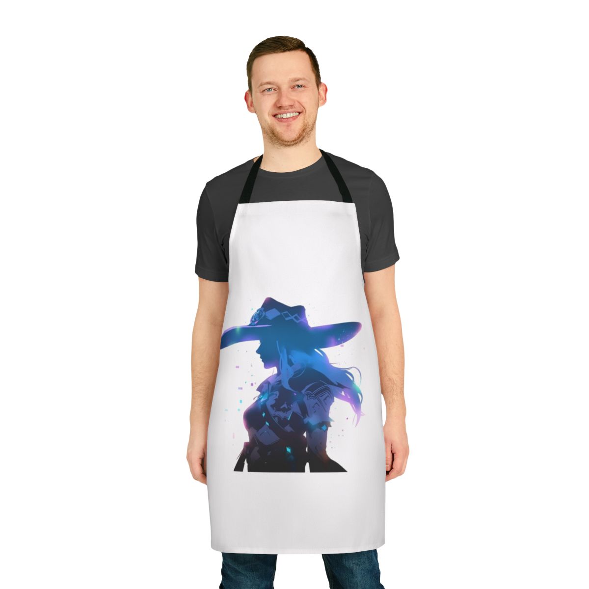 Overwatch-inspired gaming apron featuring Ashe's signature style