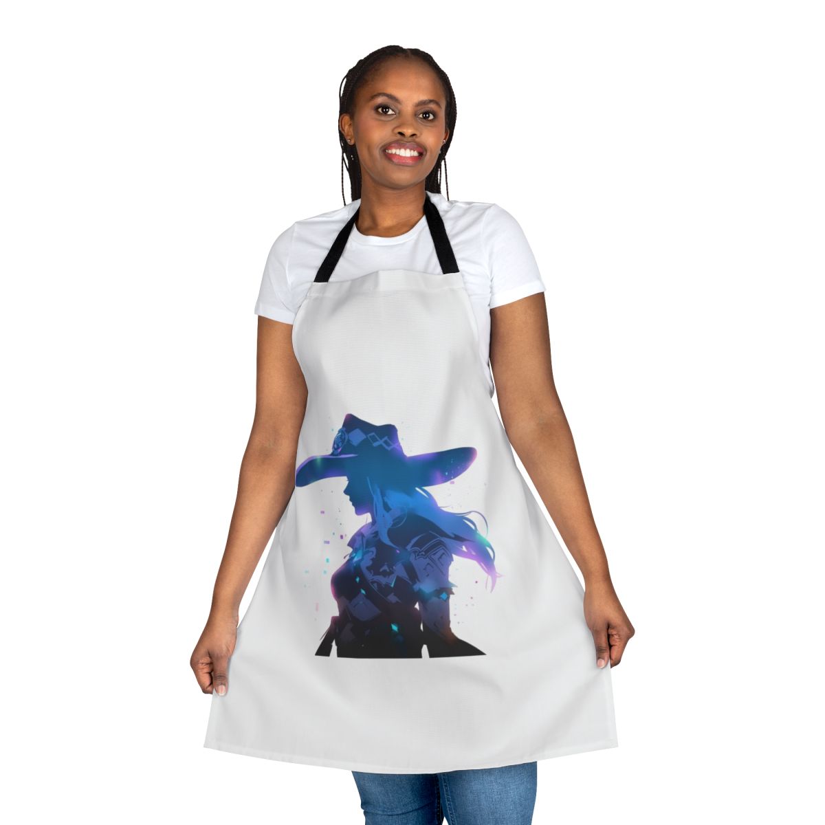Overwatch-inspired gaming apron featuring Ashe's signature style