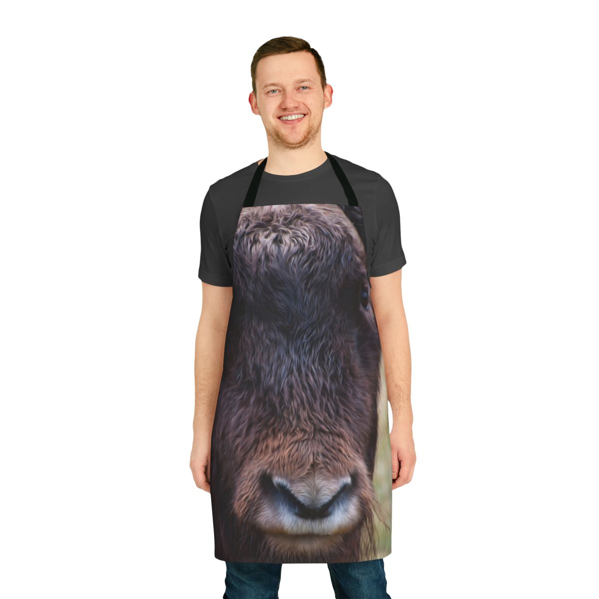Stylish apron featuring ox-inspired design for outdoor enthusiasts and holiday celebrations