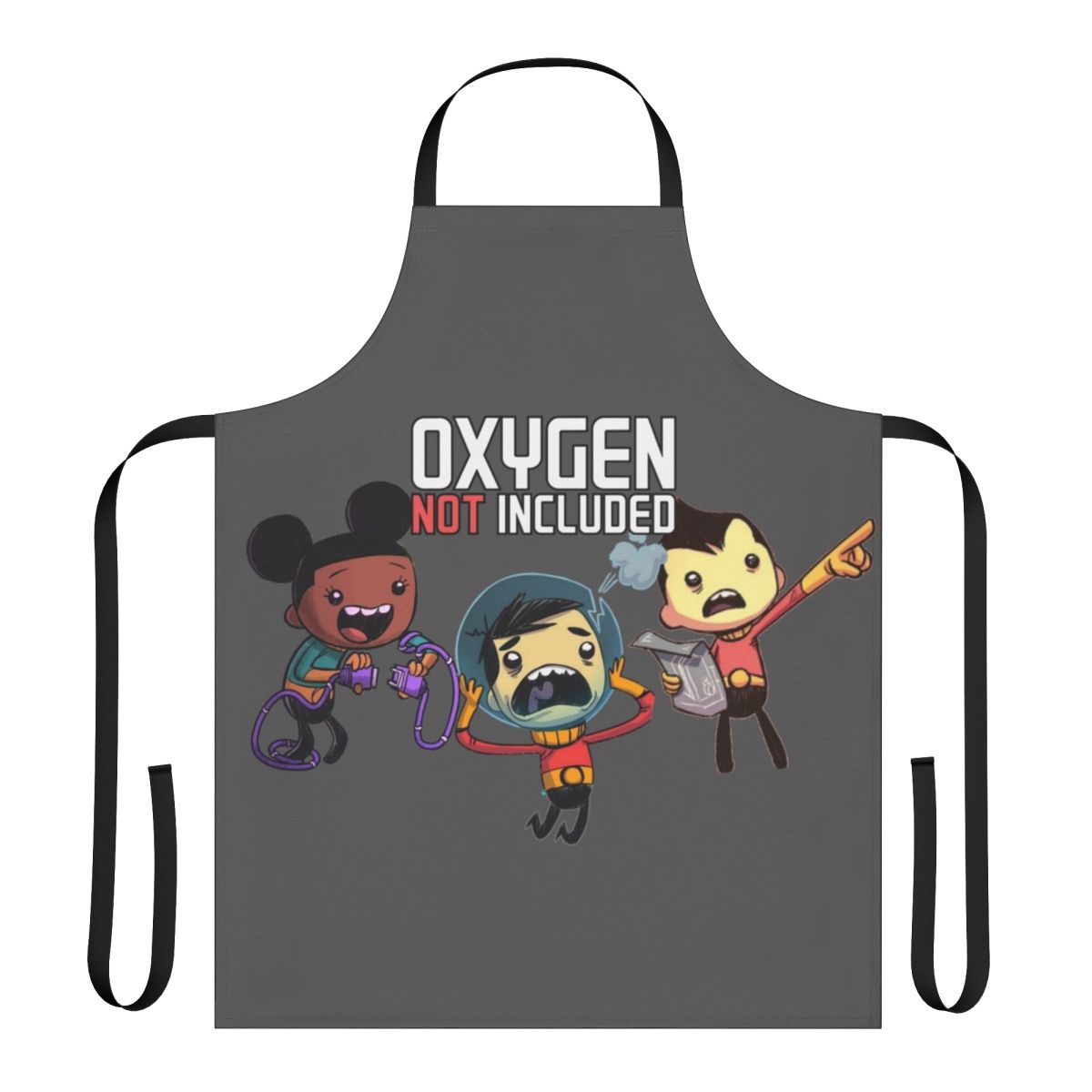 Oxygen Not Included Inspired Apron featuring the game's iconic logo and design