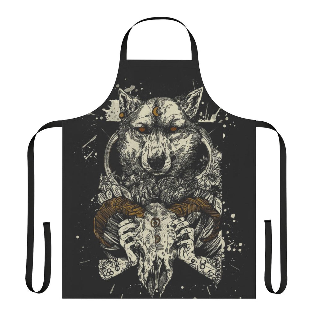 Pagan witchcraft wolf apron with nature-inspired design