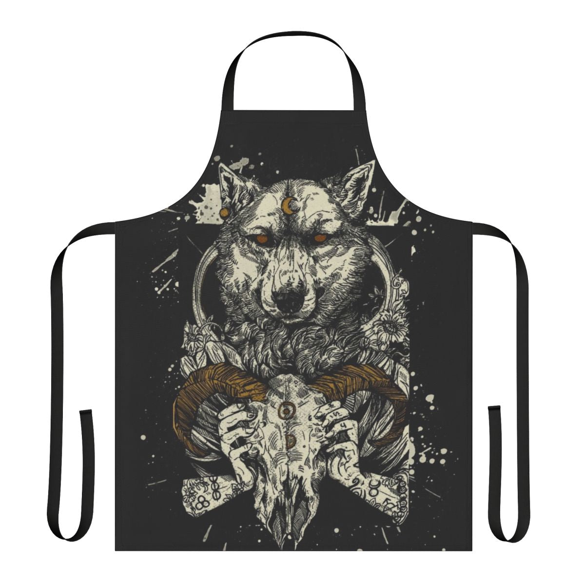 Pagan witchcraft wolf apron with nature-inspired design