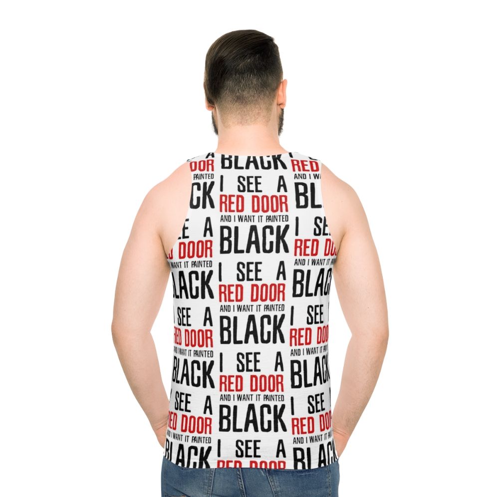 Unisex tank top with "Paint It Black" lyrics and Rolling Stones logo