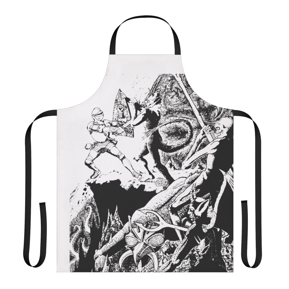 Paladin's Mystical Apron - Dungeons & Dragons-inspired black and white fantasy apron