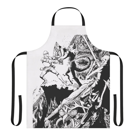 Paladin's Mystical Apron - Dungeons & Dragons-inspired black and white fantasy apron