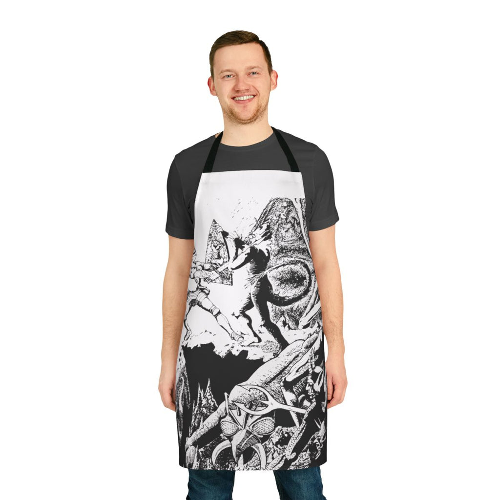 Paladin's Mystical Apron - Dungeons & Dragons-inspired black and white fantasy apron