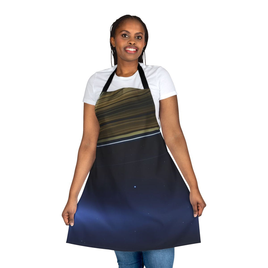 Pale Blue Dot themed apron featuring NASA Cassini Saturn imagery and space exploration design
