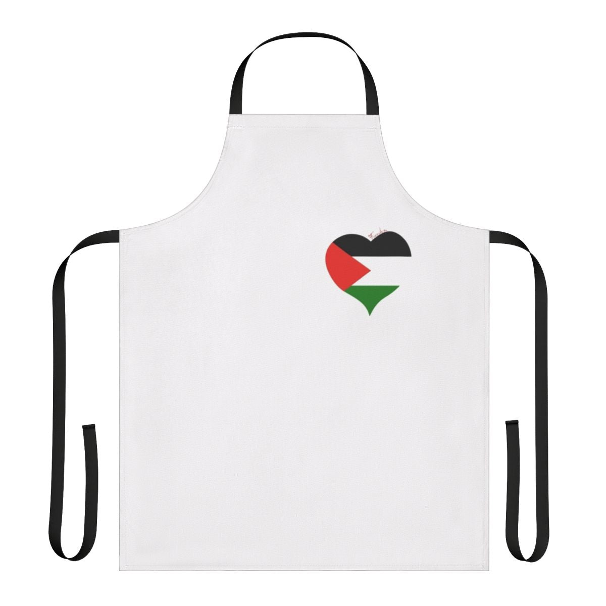 Palestine flag-inspired apron design with heart motif