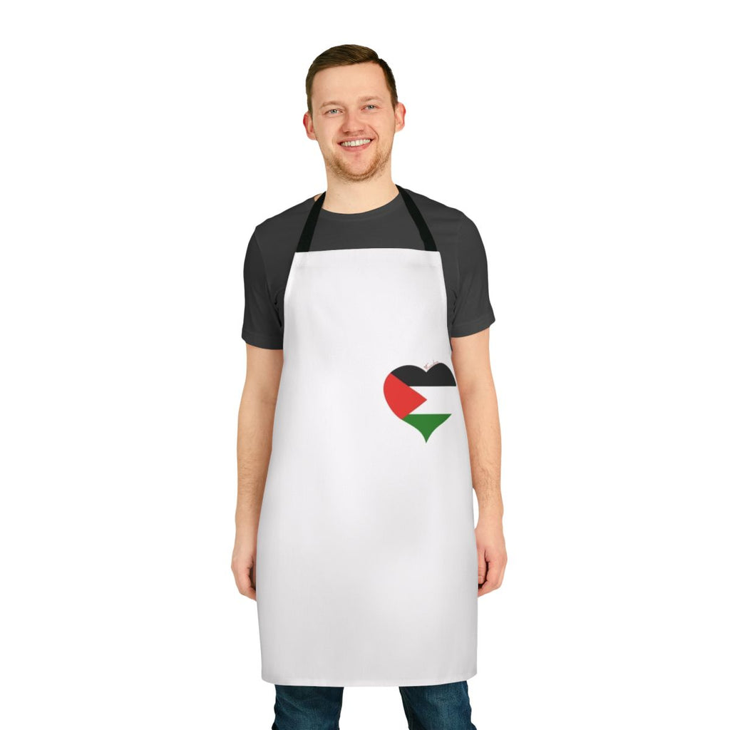 Palestine flag-inspired apron design with heart motif