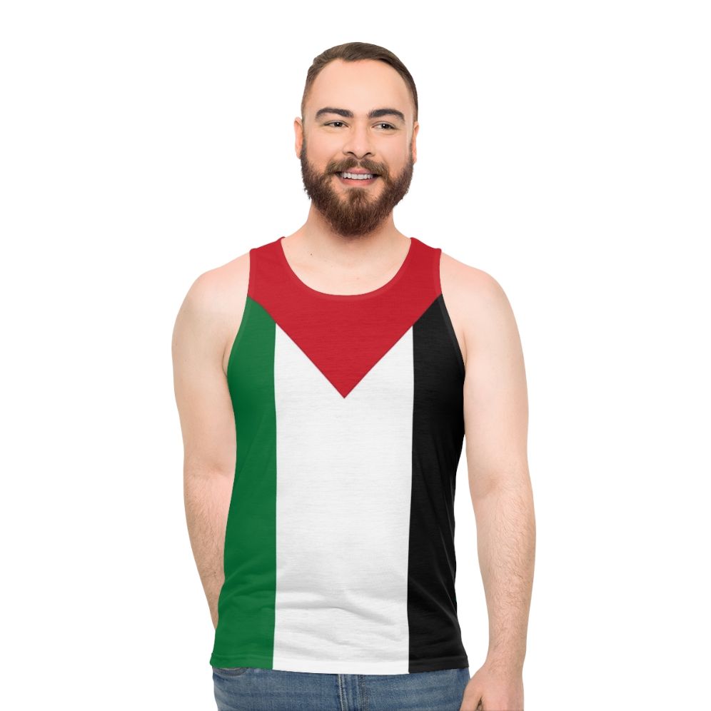 Unisex tank top featuring the Palestinian flag