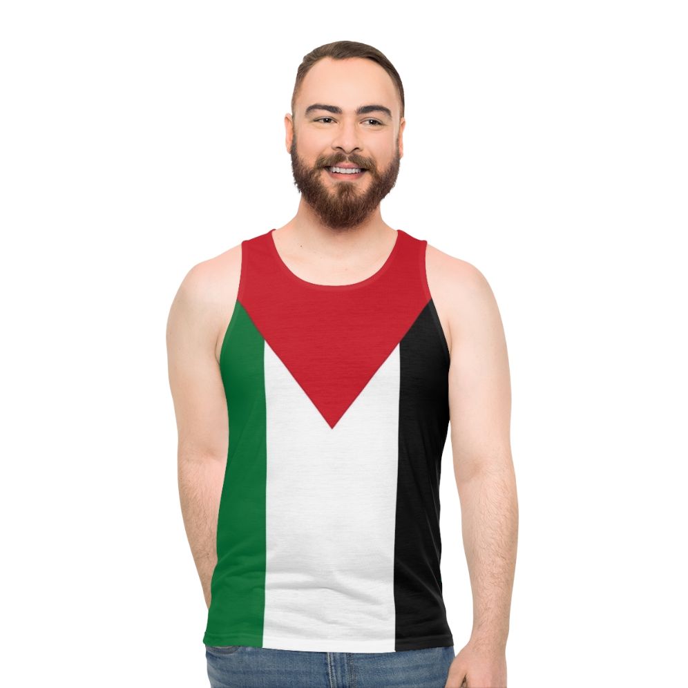 Unisex tank top featuring the flag of Palestine