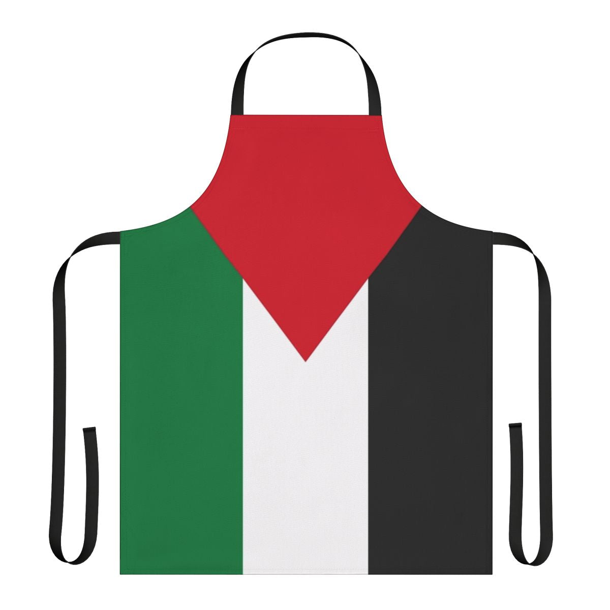 Palestinian-inspired apron featuring the flag of Palestine and a peace sign design