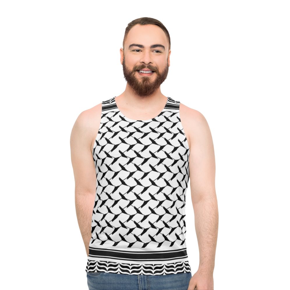 Palestinian Keffiyeh Unisex Tank Top with Palestine Map Pattern