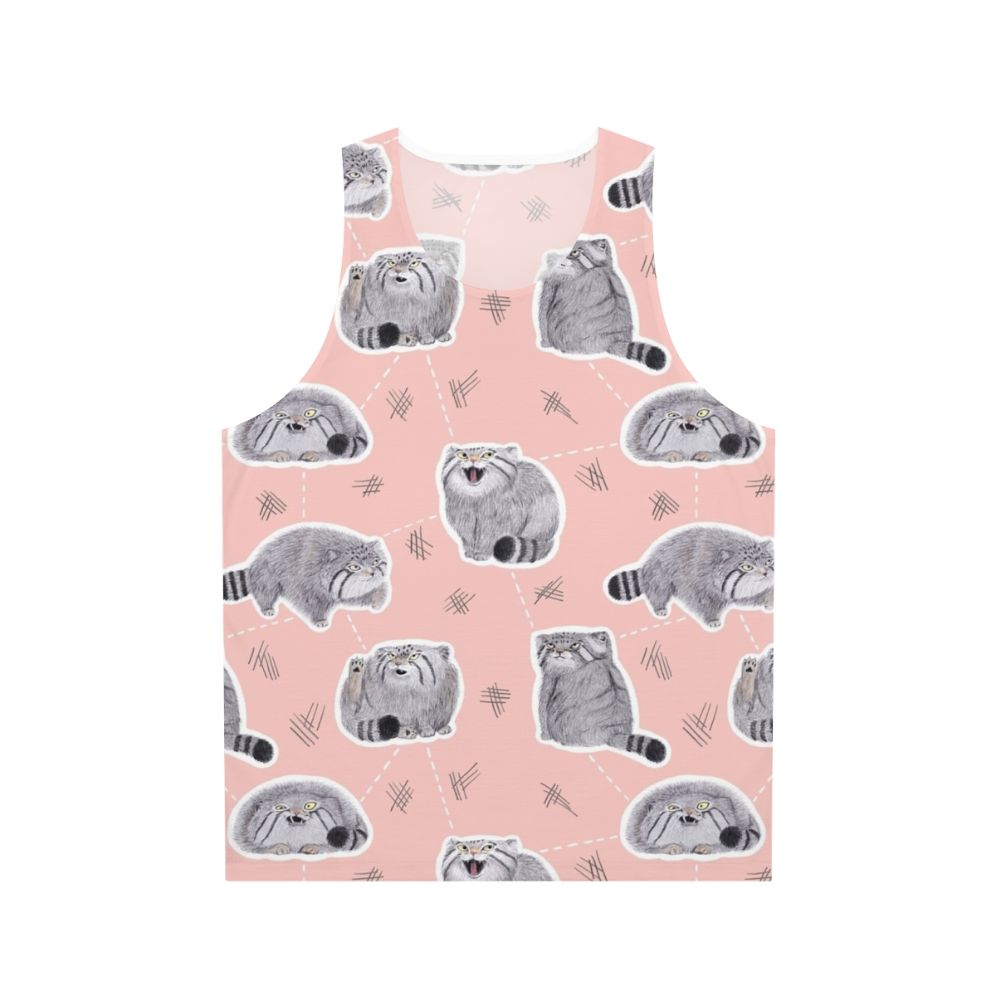 Pallas cat graphic on a unisex tank top