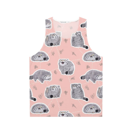 Pallas cat graphic on a unisex tank top
