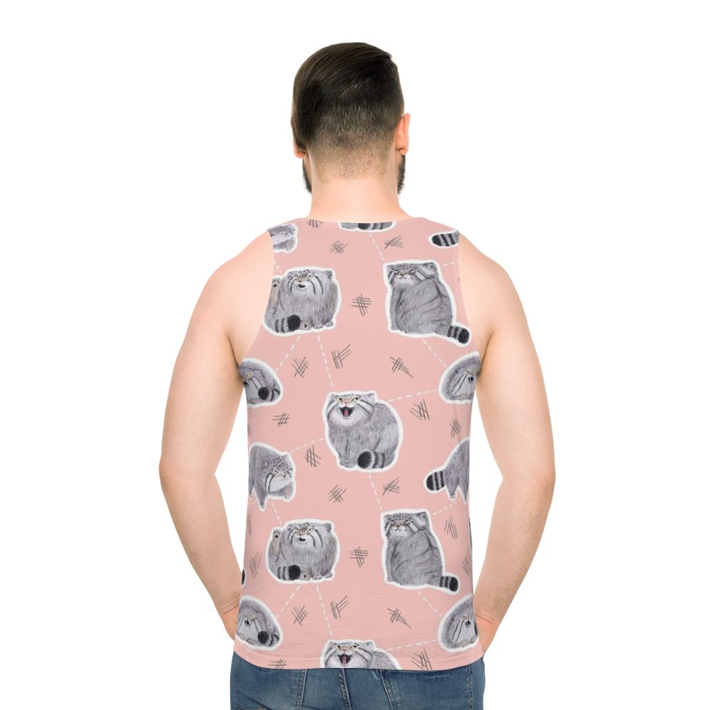 Pallas cat graphic on a unisex tank top