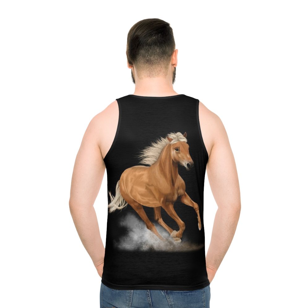 Palomino horse running painting on unisex tank top