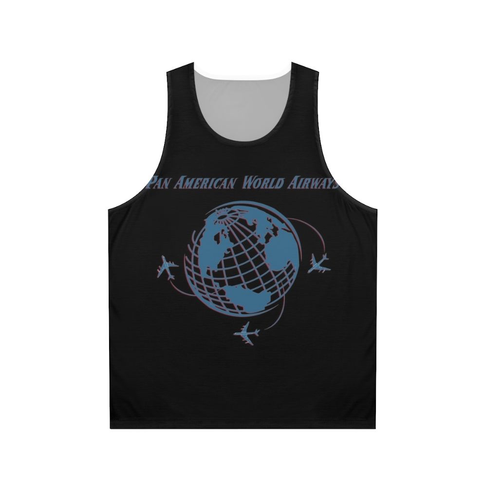 Pan Am 7 Unisex Tank Top with Airplane and Travel Motifs