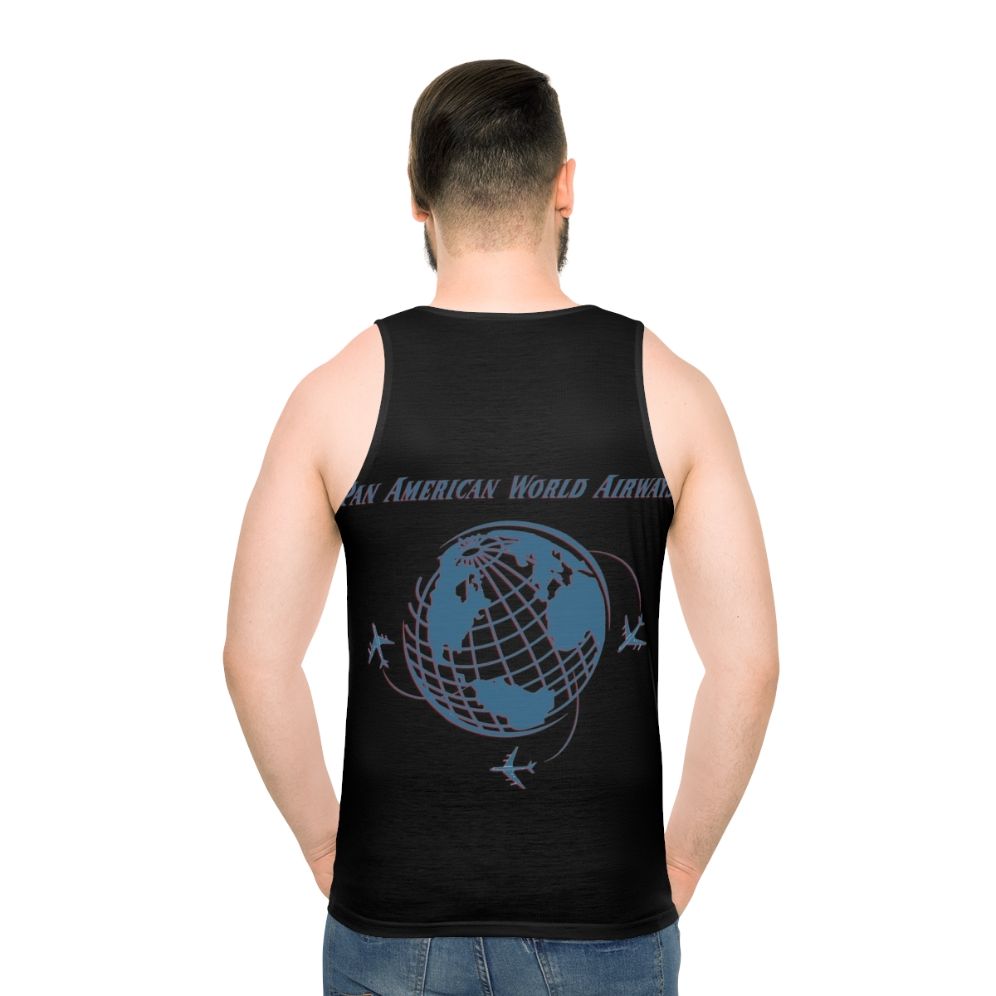 Pan Am 7 Unisex Tank Top with Airplane and Travel Motifs