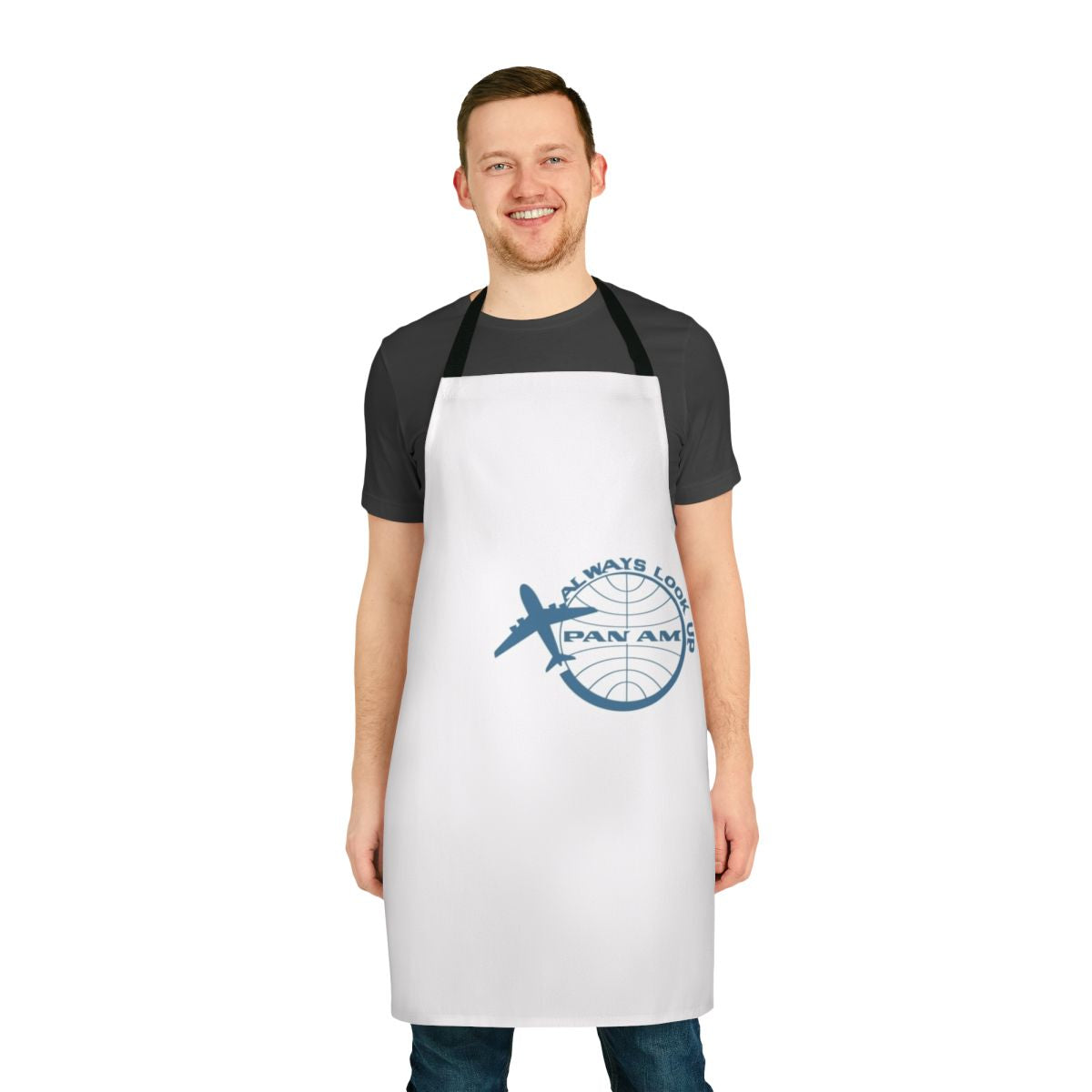 Pan Am Inspired Retro Airline Apron with 'Always Look Up' Graphic