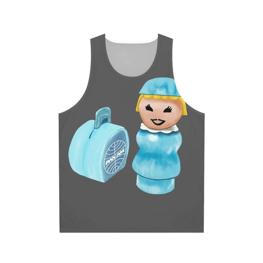 Unisex tank top featuring a retro Pan Am airline uniform design