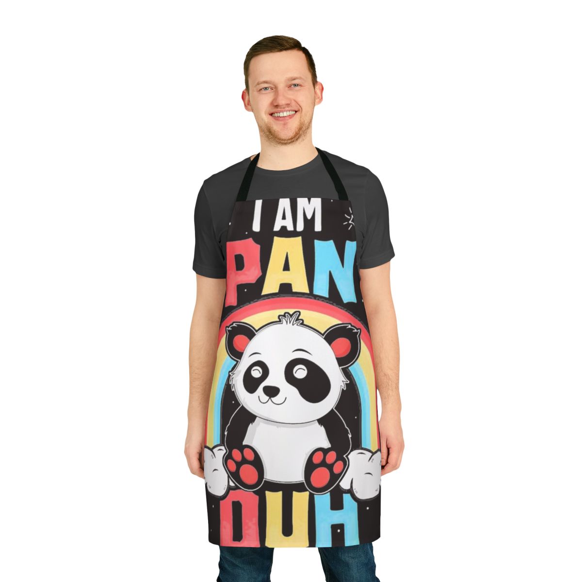 Panda bear apron in LGBTQ colors for the kitchen