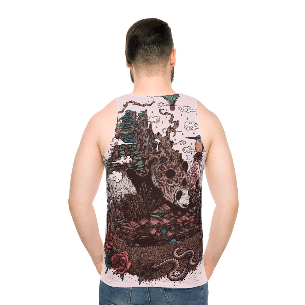 Unisex tank top with panda bear and nature illustration design