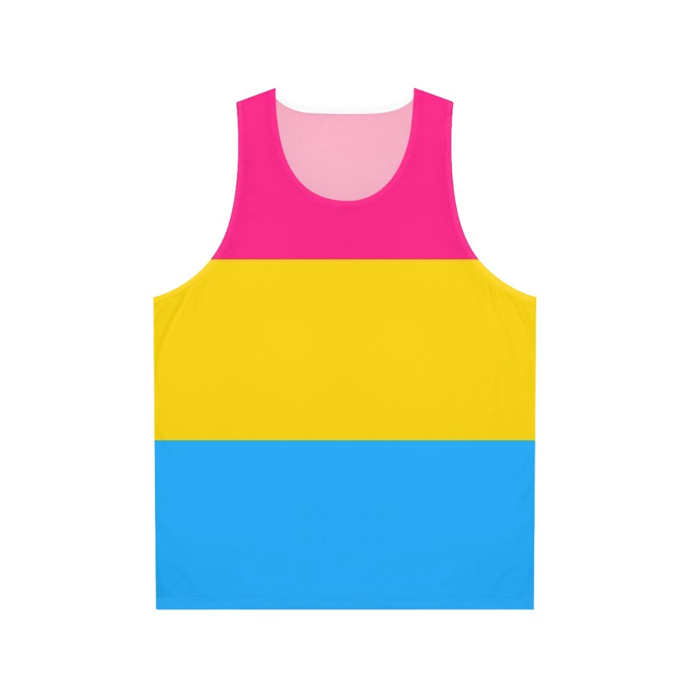 Pansexual pride flag design on a unisex tank top