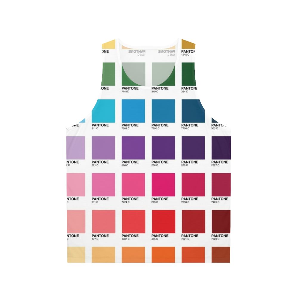 Pantone-inspired unisex tank top displaying various color shades