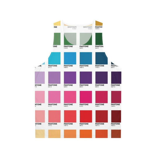 Pantone-inspired unisex tank top displaying various color shades