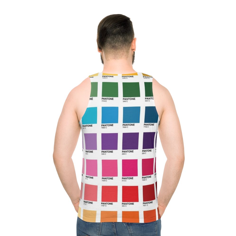 Pantone-inspired unisex tank top displaying various color shades