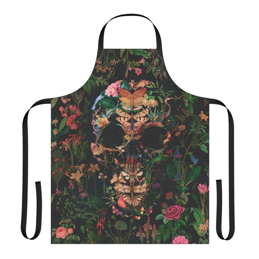 Papilion Skull Apron with Floral and Butterfly Design