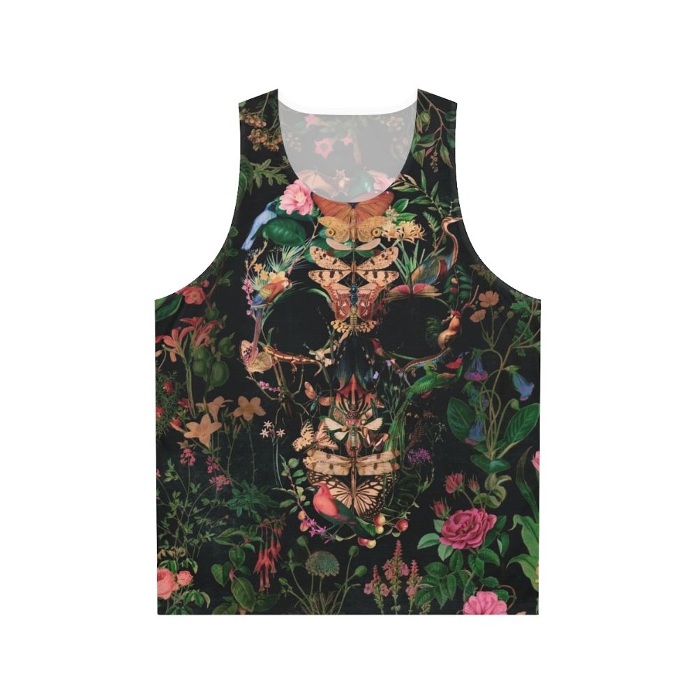 Papilion skull floral gothic boho unisex tank top
