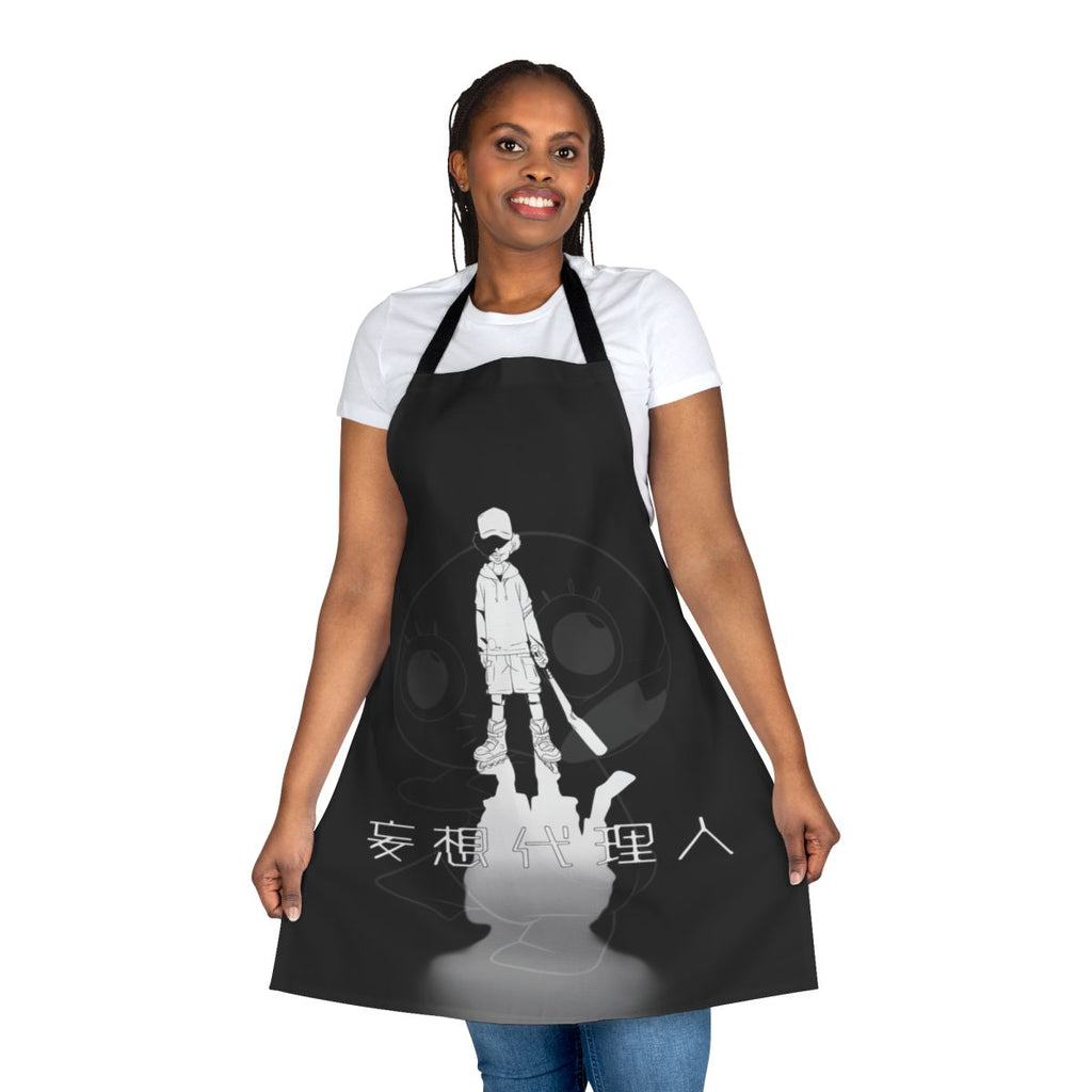 Paranoia Agent-themed apron featuring a cute Maromi plushie design