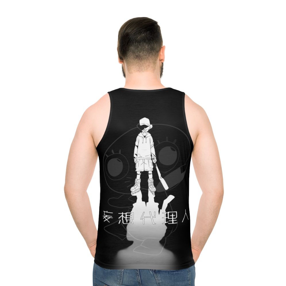 Paranoia Agent anime unisex tank top with Maromi plushie design