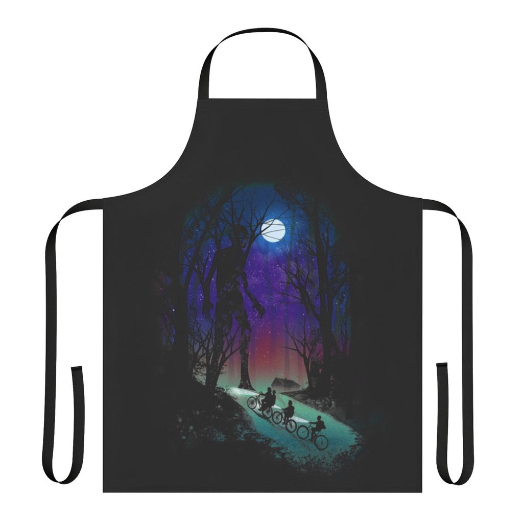 Paranormal Stranger Themed Kitchen Apron with Spooky Sci-Fi Design