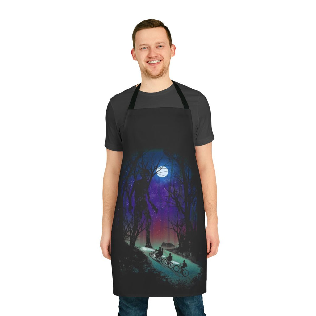 Paranormal Stranger Themed Kitchen Apron with Spooky Sci-Fi Design