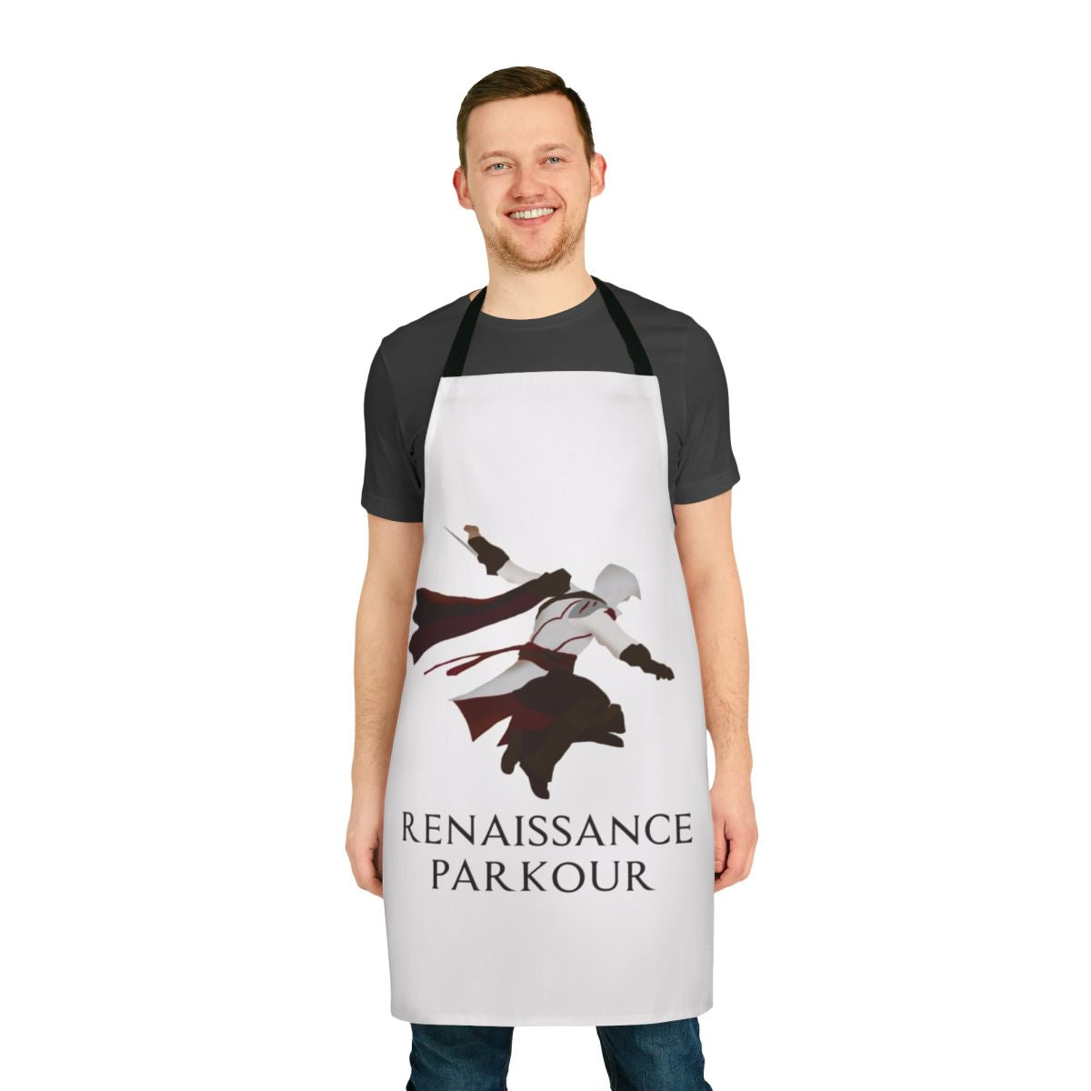 Apron with Assassin's Creed-inspired parkour and renaissance design