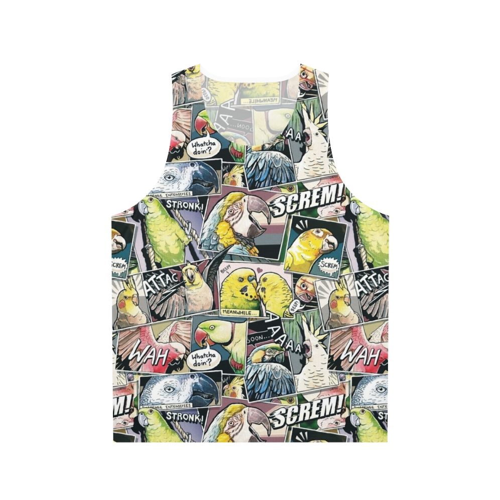 Parrot comic style unisex tank top