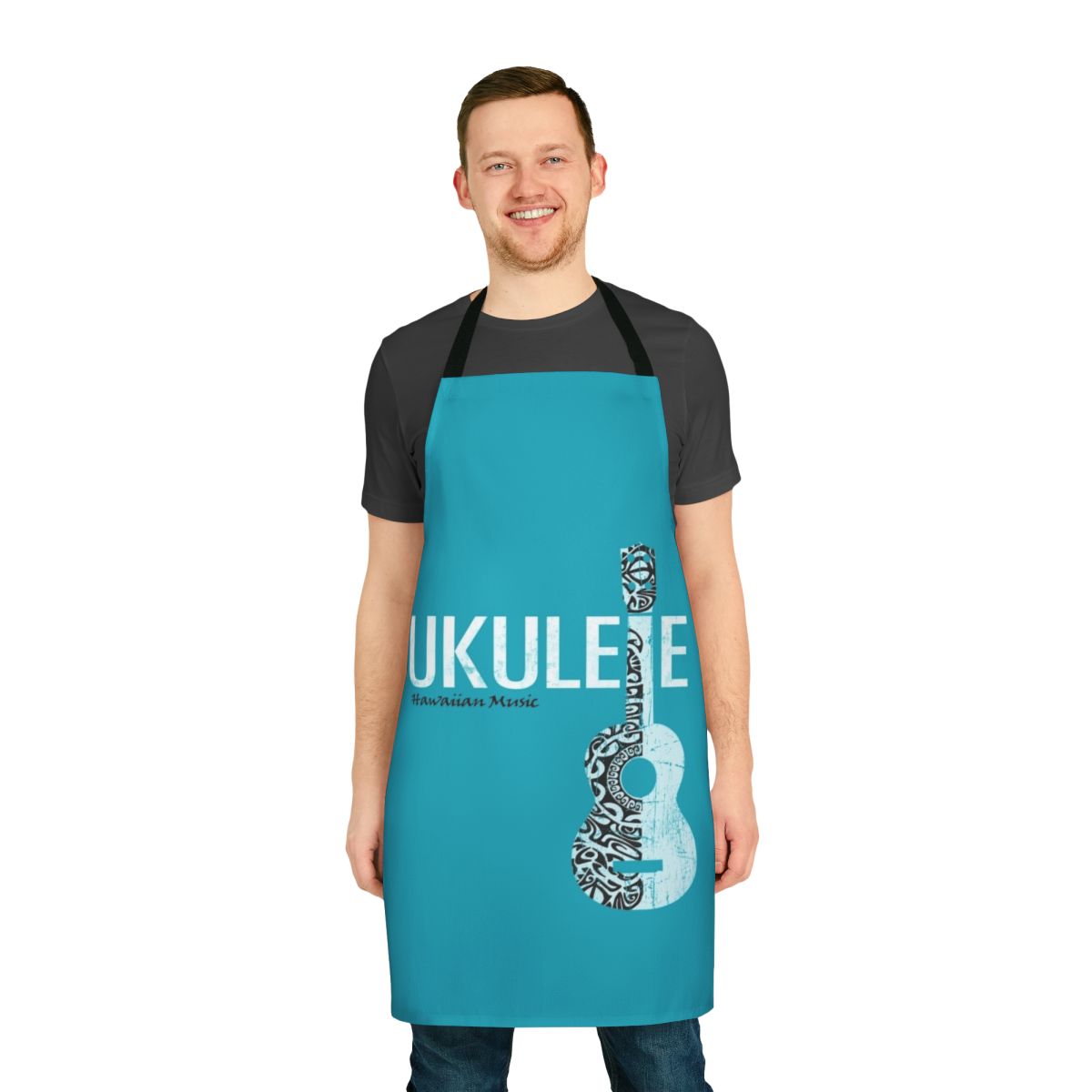 Passion Ukulele Tattoo Design Apron with Polynesian and Hawaiian Patterns
