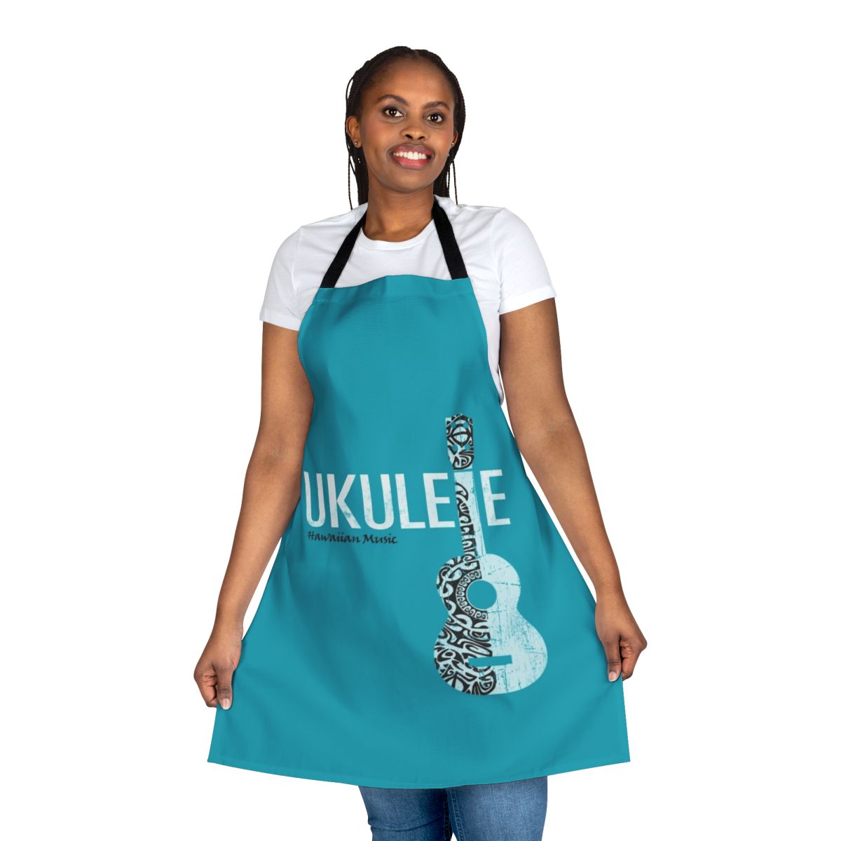 Passion Ukulele Tattoo Design Apron with Polynesian and Hawaiian Patterns