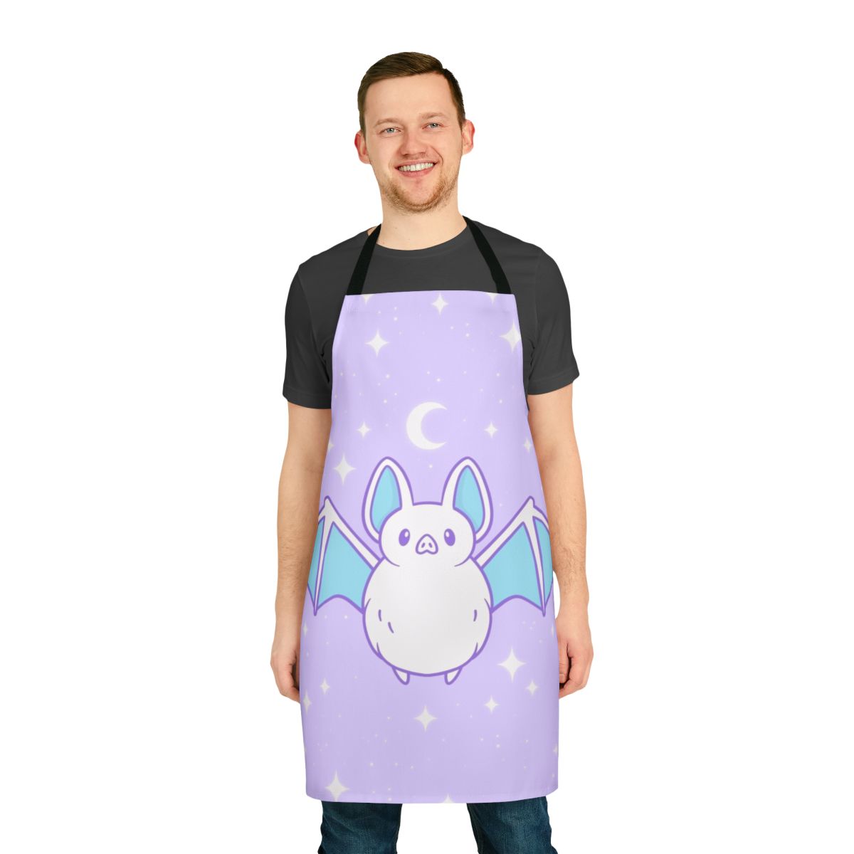 Pastel bat apron with a whimsical, Halloween-inspired design