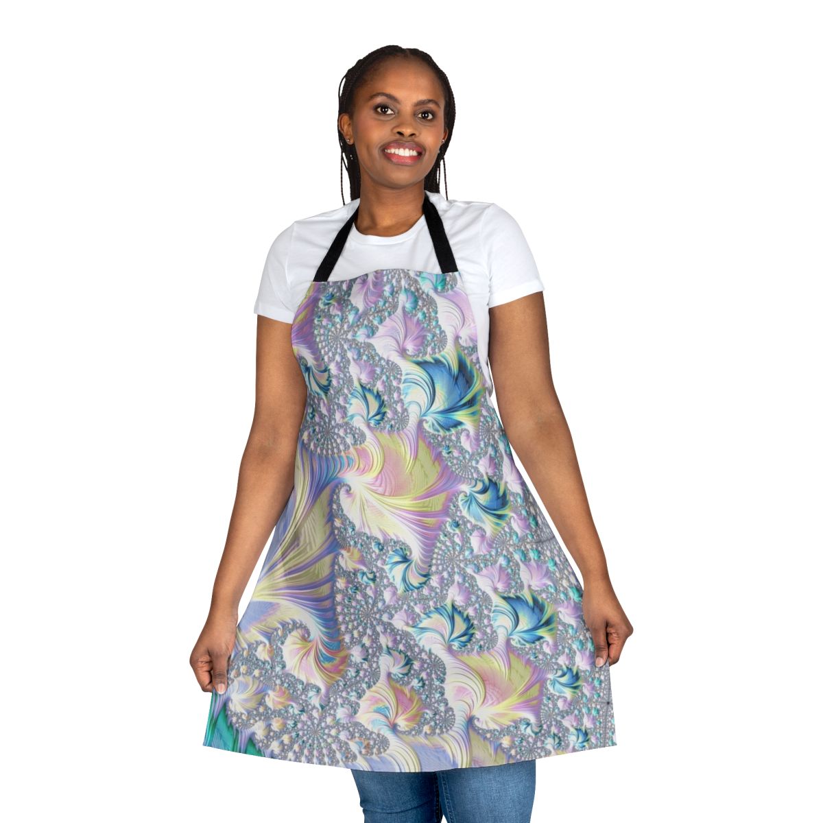 Pastel fractal pattern apron