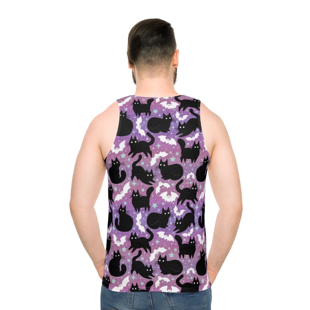 Pastel Halloween Unisex Tank Top with Spooky Black Cats
