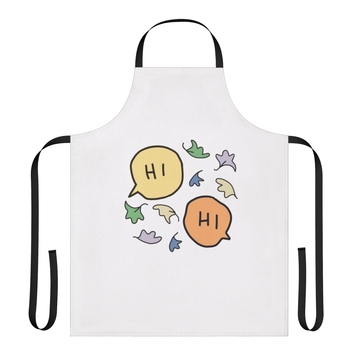 Pastel green apron with a heartleaf graphic, inspired by the Heartstopper graphic novels