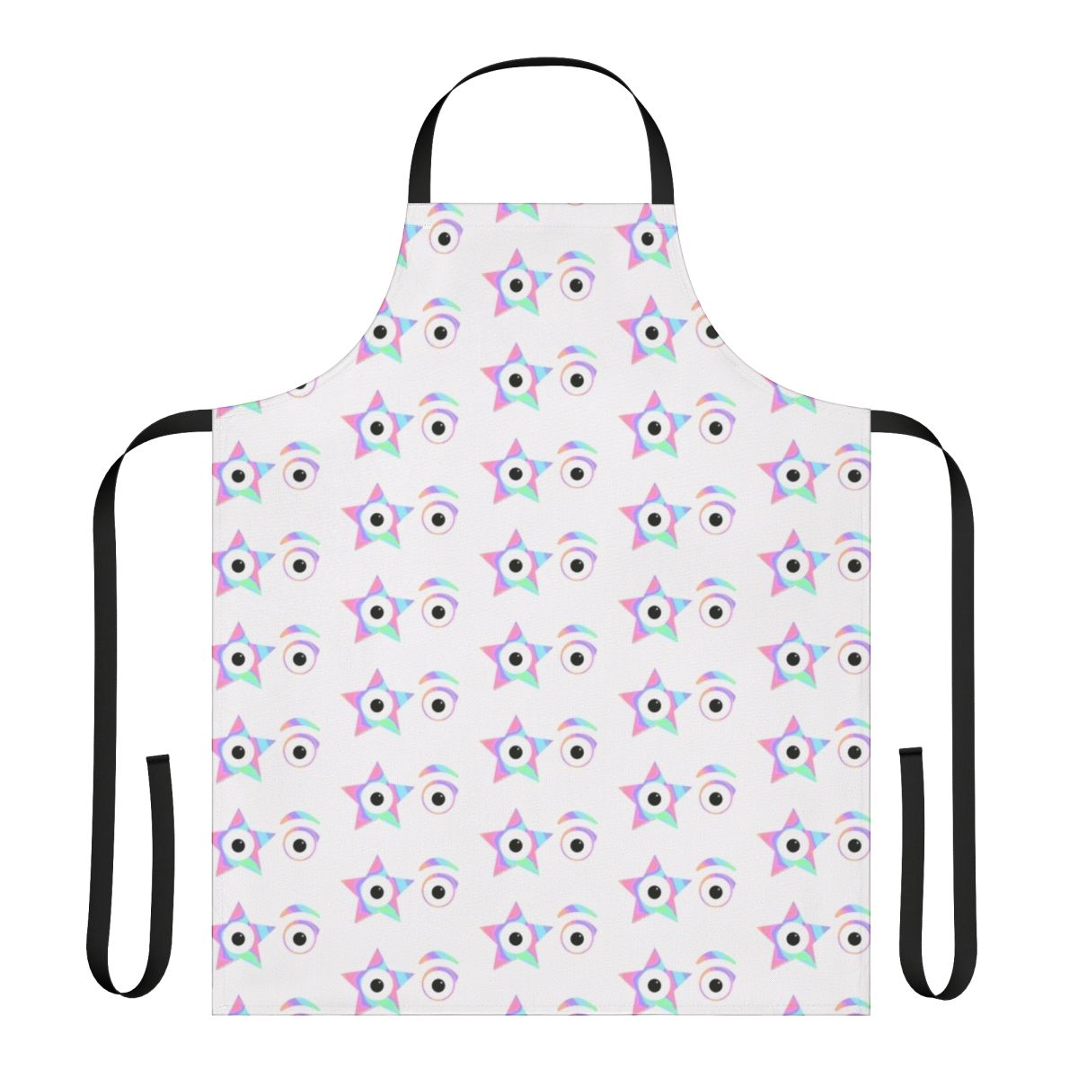 A pastel tie dye apron featuring KISS the Band's iconic Starchild design