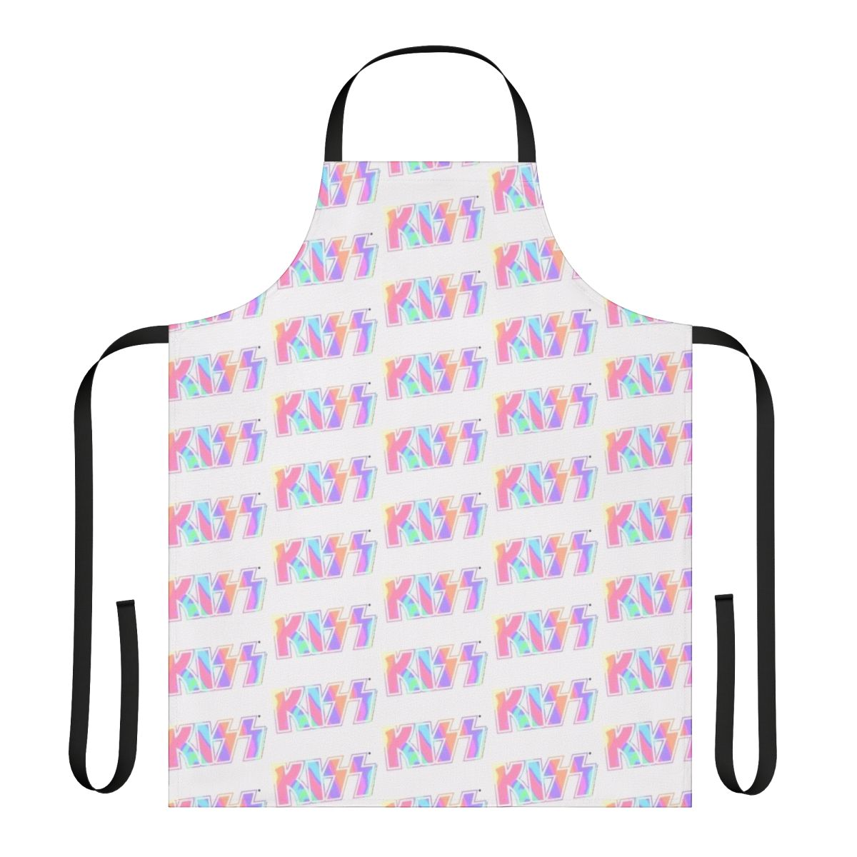 Pastel tie dye apron with Kiss the Band logo