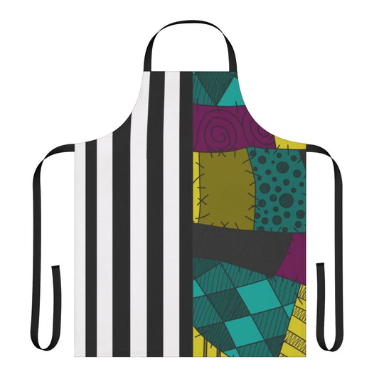 Patchwork apron featuring Jack Skellington and Sally from The Nightmare Before Christmas