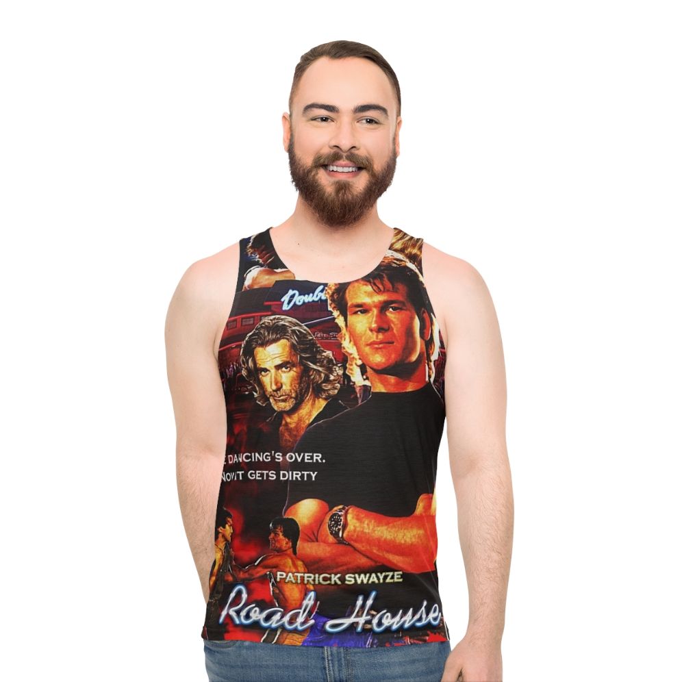 Patrick Swayze wearing the Road House unisex tank top
