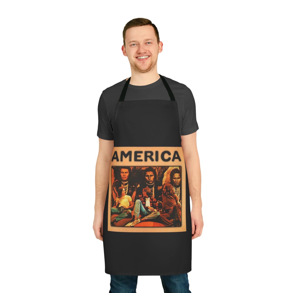 Patriotic America-inspired apron featuring the America band logo